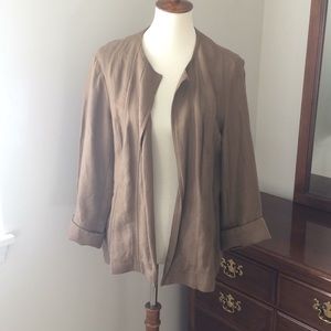 Coldwater Creek linen blend blazer, brown, size 14